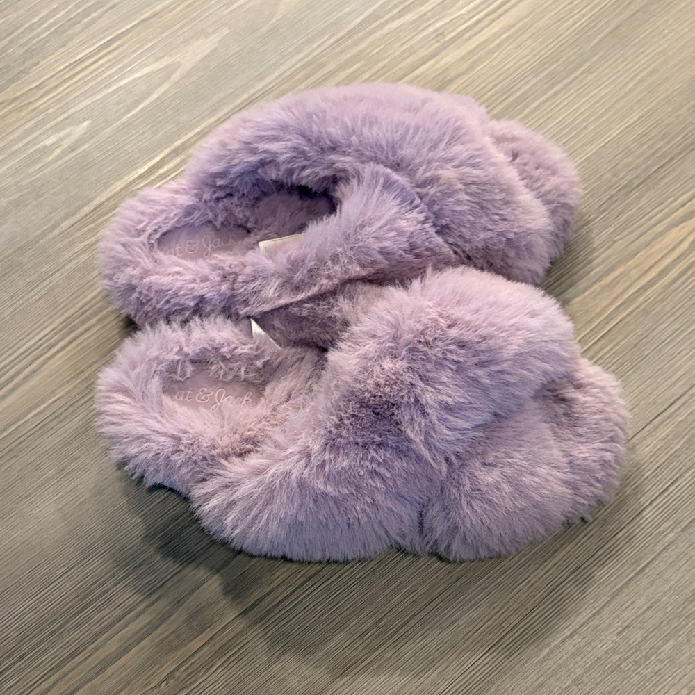 Cat & Jack Plush Purple Slippers